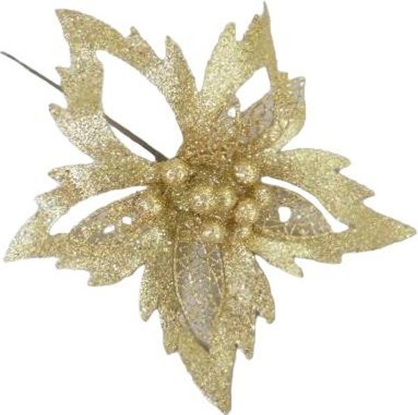 Декорація новорічна пуансетія гостра 22 см колір в асортименті