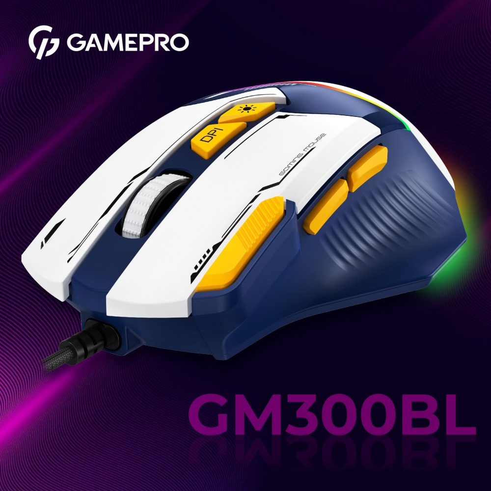 Мишка GamePro white/blue (GM300BL)