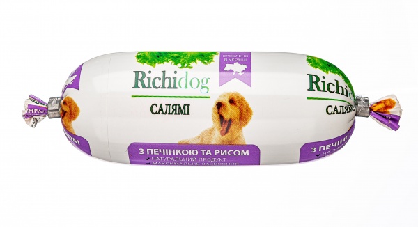 Корм влажный Для молодых и взрослых собак для всех пород Richi Dog салями с печенью 120 г