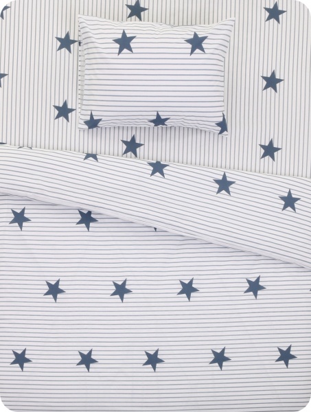 Комплект постільної білизни Star Strip 1,5 білий із сірим UP! (Underprice) 