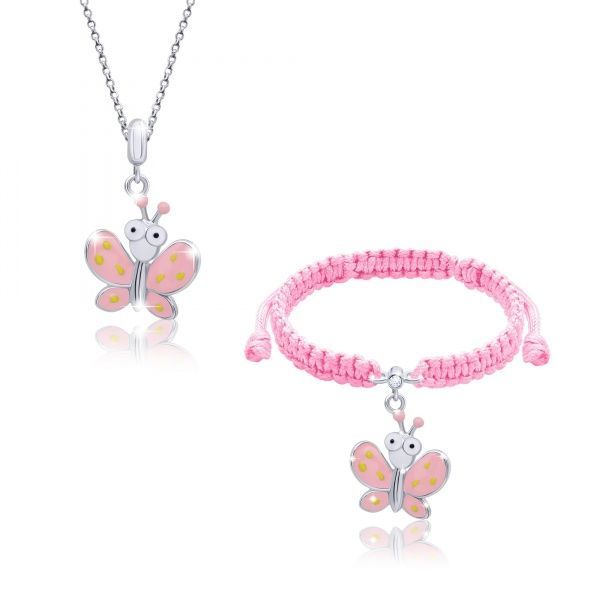 Браслет плетений UMa&UMi Метелик з очима рожевий