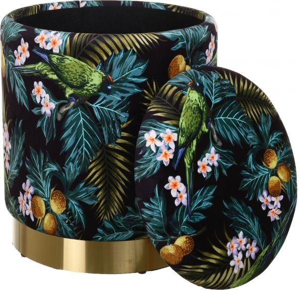 Сундук-пуф Francois Parrot 31,5х31,5х38 см черный с принтом 