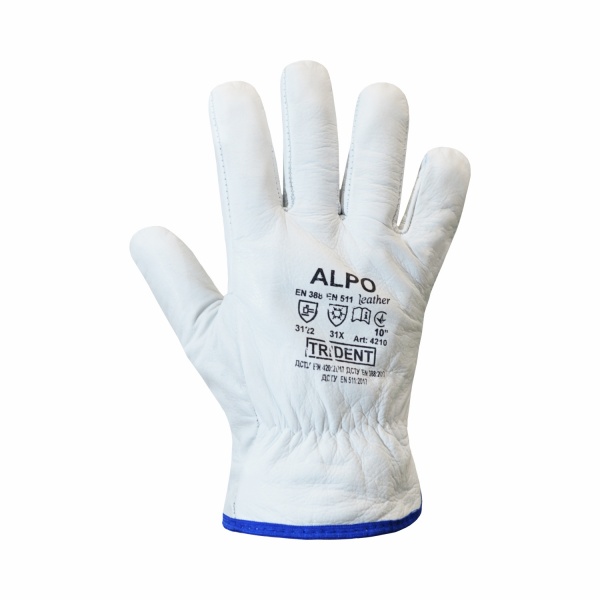 Перчатки Trident Alpo 4211 кожаные утепленные на флисе белые XL (10)
