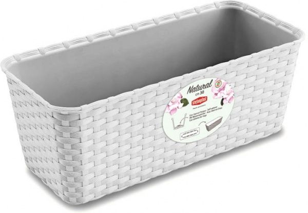 Вазон пластиковий Stefanplast Natural прямокутний 5,3л білий (73700) 