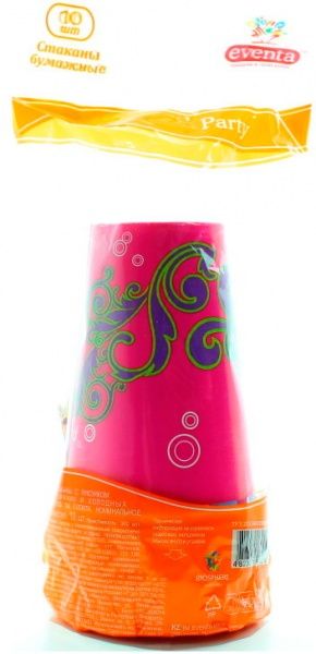 Стакан бумажный Eventa с рисунком 300 мл в ассортименте 10 шт.
