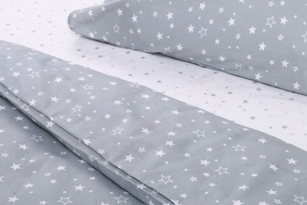 Комплект постельного белья детский Звезды серый