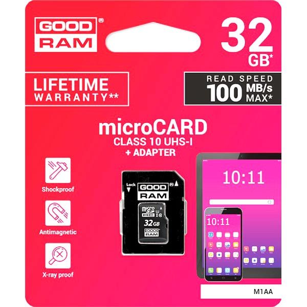 Карта памяти Goodram microSDHC 32 ГБ Class 10 (M1AA-0320R12) 