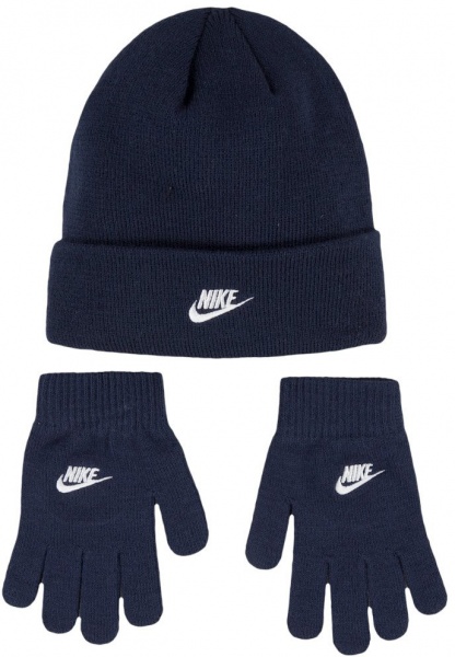 Комплект шапка+перчатки Nike CLUB BEANIE/GLOVE SET 9A2961-695 р.one size синий