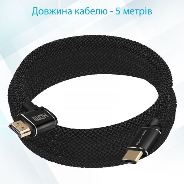 Кабель Promate HDMI - HDMI v.2.0 5 м чорний (prolink4k1-500.black) 