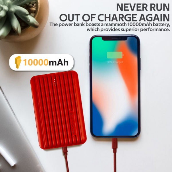 Универсальная мобильная батарея Promate 10000 mAh red (titan-10c.red) Titan-10C 10000 мАч, USB-C, USB-A 