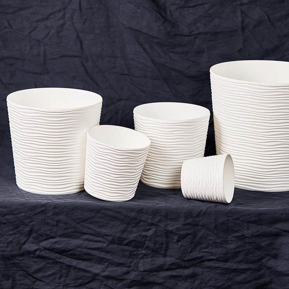 Вазон пластик Ф'южн зі вставкою низький d20х18 см круглий білий 3,5 л Алеана