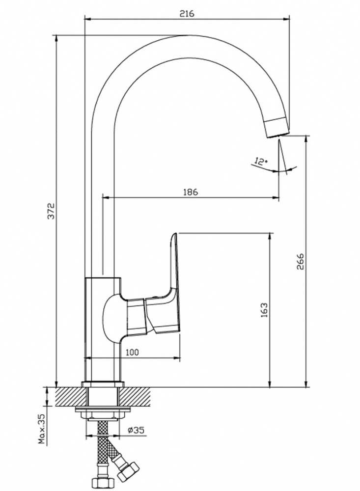 Смеситель для кухни ScandiSPA Snotra хром