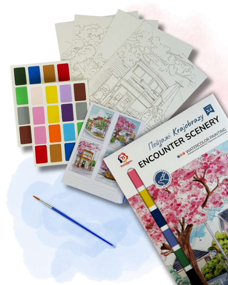 Набір-розмальовка акварельна на водній основі А4 Пейзажі Brushme