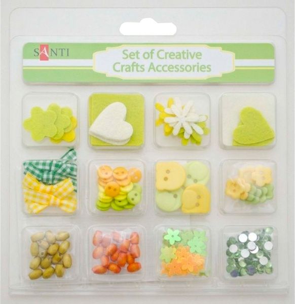 Набор декоративных украшений для скрапбукинга салатовый 12 шт. Santi