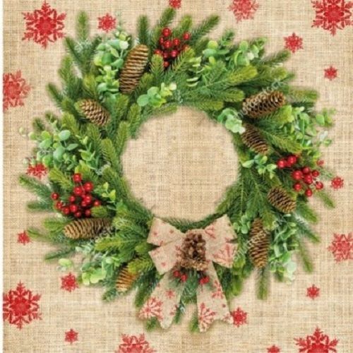 Серветки столові Silken Різдвяний віночок 33х33 см 16 шт.