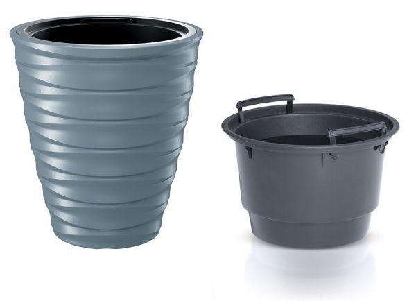 Горщик для квітів Prosperplast FREZE 400 мм круглий біло-сірий