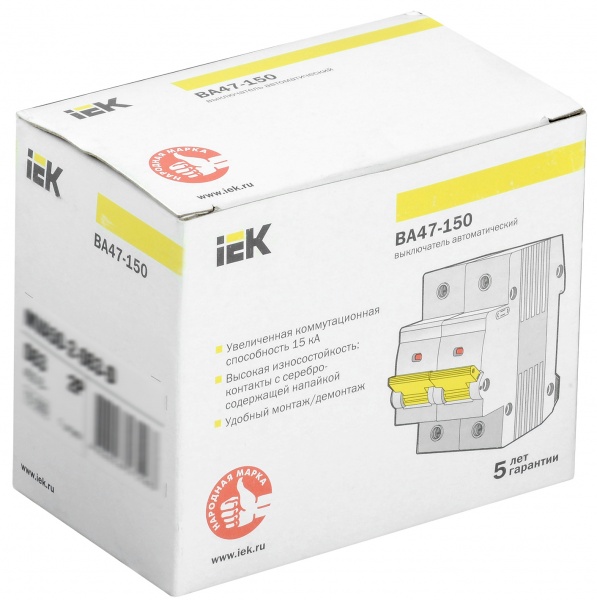 Автоматический выключатель IEK ВА47-150 2Р 125А 15кА MVA50-2-125-D