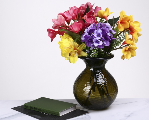 Ваза San Miguel PARADISE D20 см скло 24,5 см хакі 