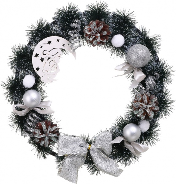 Вінок різдвяний з прикрасами колір в асортименті d370 мм 