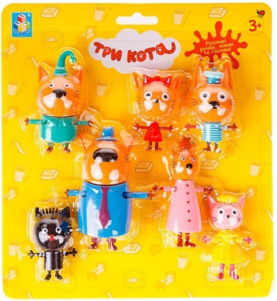 Набор фигурок Три кота Коржик + Карамелька + Компот + Мама + Папа + Сажик + Лапочка T17187 