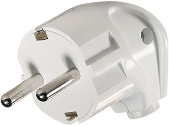 Вилка електрична кутова Makel із заземленням 250В 16А ABS-пластик білий