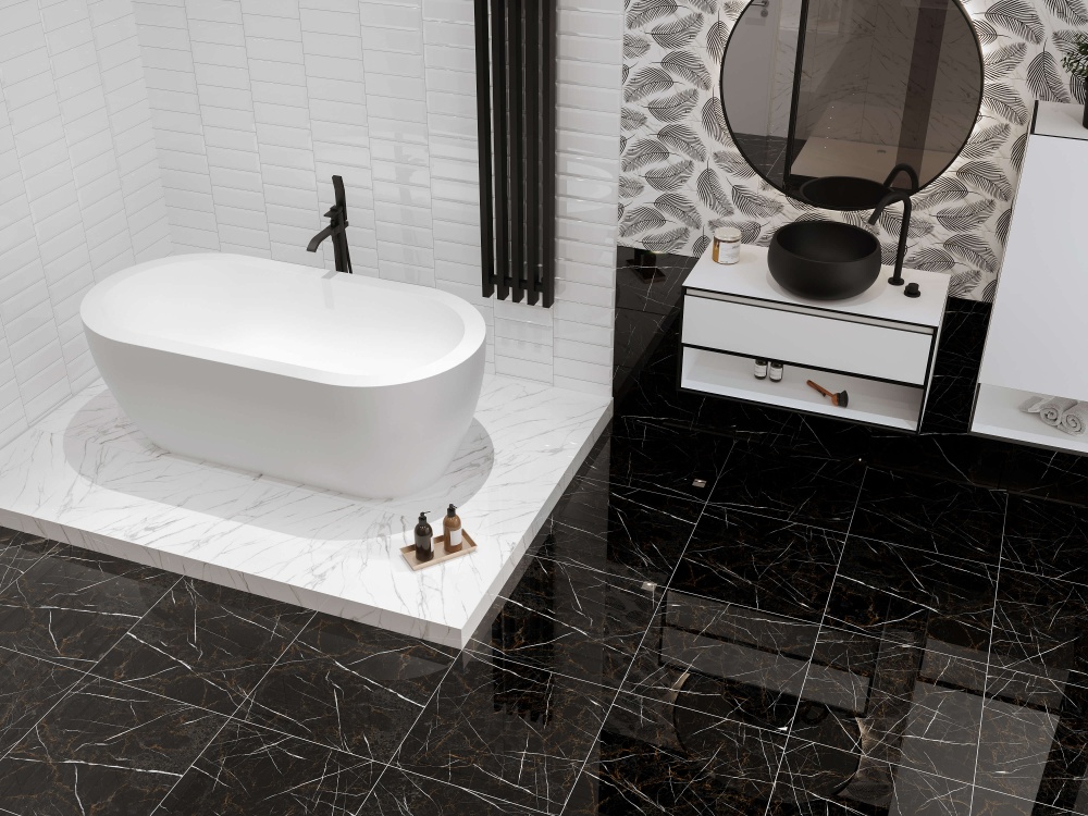 Плитка Golden Tile Nero E Bianco black NBС500 59,5x59,5 см