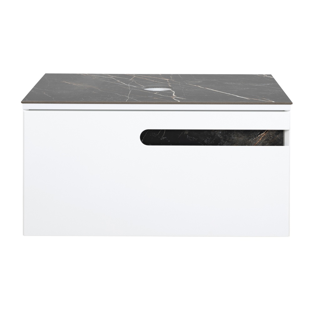 Тумба під умивальник Aqua Rodos OSTIN білий мат зі стільницею керамограніт Namibia Black 80 см