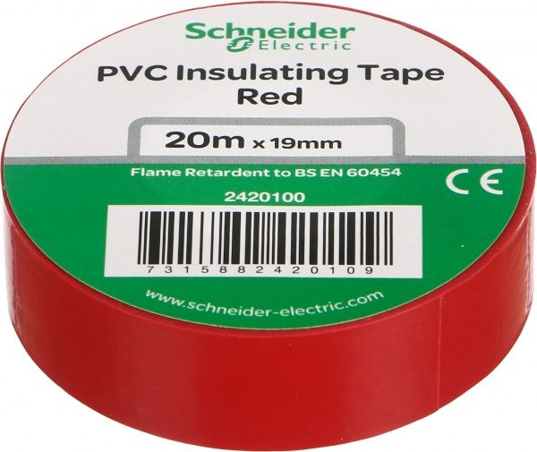Изолента Schneider Electric 20 м красная ПВХ 2420100