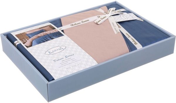 Комплект постільної білизни Loft 1,5 синє капучино Karna 