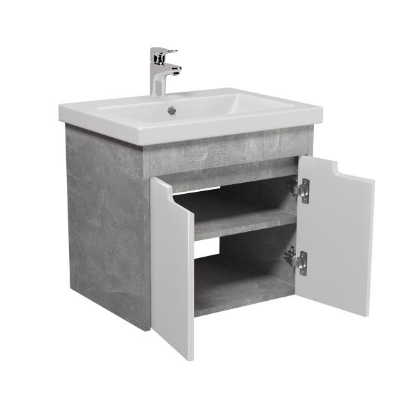 Тумба подвесная Мойдодыр Smart Loft 60-A бетон с белым