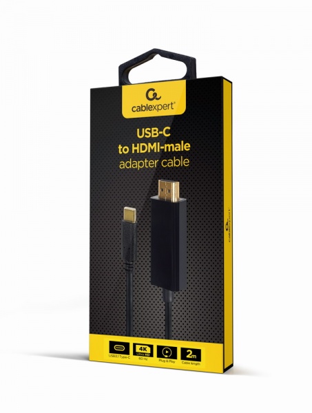 Кабель Cablexpert A-CM-HDMIM-02, USB-C на HDMI, 4K@60Гц 2 м black (A-CM-HDMIM-02) 