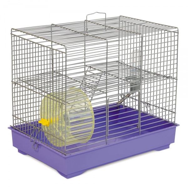 Клітка Природа для гризунів Міккі з колесом 37x25x30 см хром/фіолетова 
