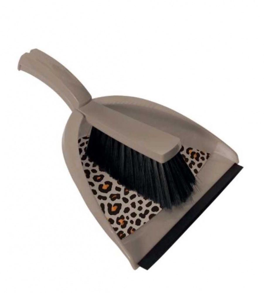 Совок со щеткой + щетка Panther York коричневый с рисунком 6220