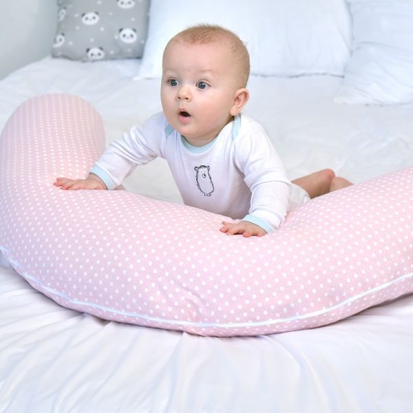 Подушка для годування Standart Dinosaur 35х200 см з карабіном Рожева IDEIA