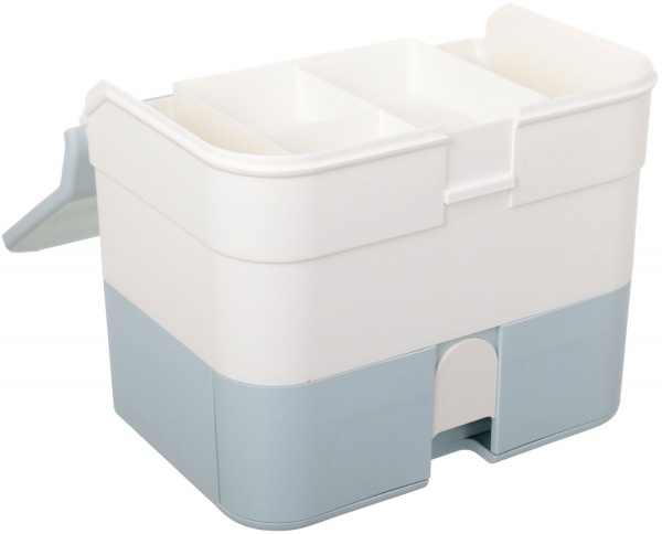 Органайзер для косметики многоуровневый с ящиками 32х20х25 см бело-голубой 