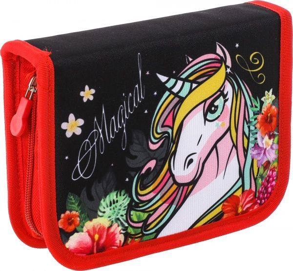 Пенал школьный Единорог 19,5x13x4 см разноцветный