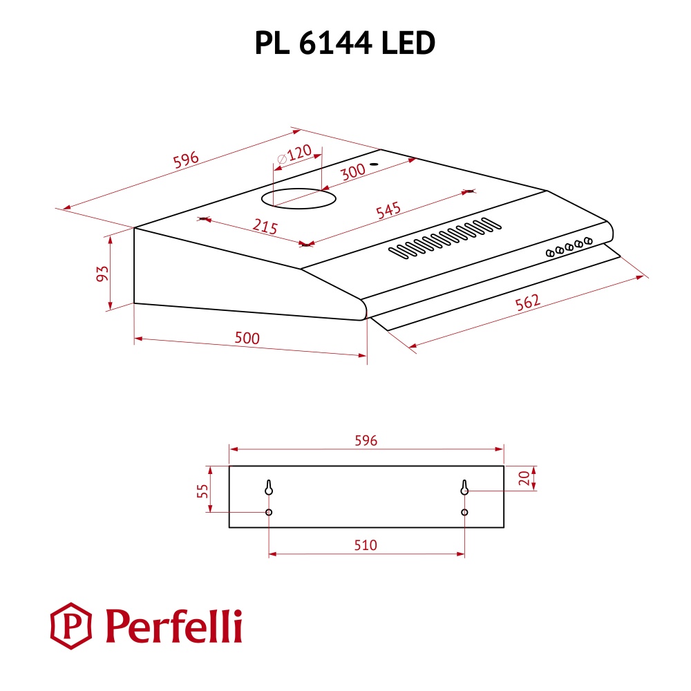 Витяжка Perfelli PL 6144 W LED пласка