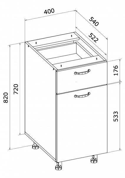 Тумба нижня МС Мері Q-25 Ня-3 (1+1) 40х82х54 см дуб платиновий/білий Грейд