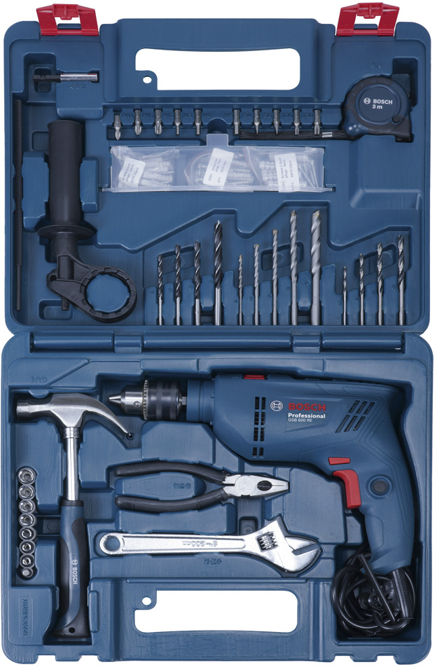 Дрель ударная Bosch Professional GSB 600+ набор принадлежностей 100 шт. 06011A0321