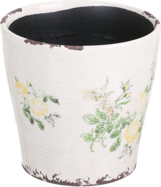 Кашпо керамічне Чайна троянда круглий (Y473-183/2-3) жовтий 