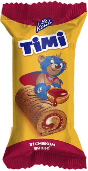 Міні-рулет Konti бісквітний TIMI зі смаком вишні 50 г 