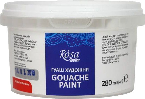 Фарба гуашева білила титанові 280 мл 3228901 Rosa Studio