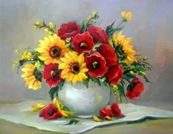 Картина стразами на підрамнику Квіти рідного краю 40x50 см 188584 Діамантові ручки 