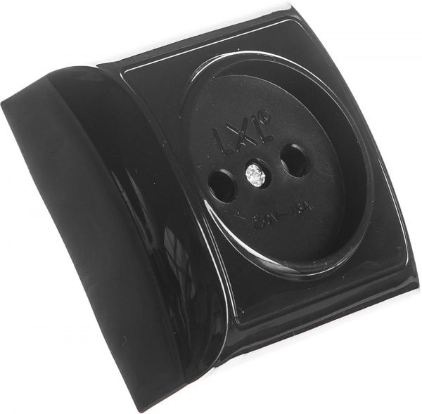 Розетка без заземлення UP! (Underprice) без шторок без кришки чорний 2210 BLACK