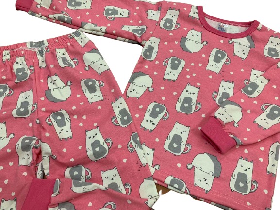 Піжама дитяча для дівчаток Моя планета КОТИ на рожевому р.128–134 рожевий