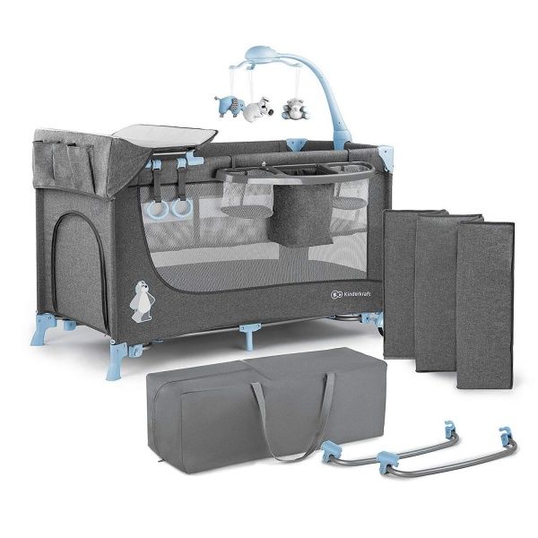 Манеж-кровать Kinderkraft с пеленатором Joy голубой KKLJOYBLU000AC