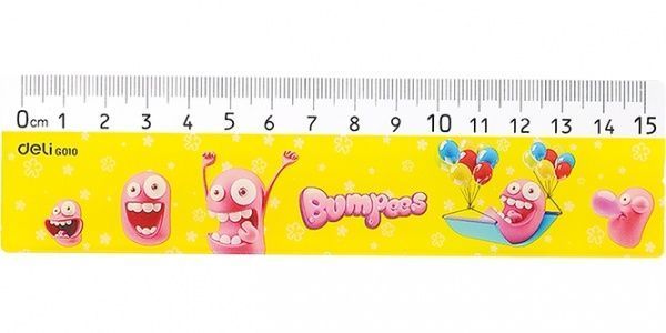 Линейка Bumpees 15 см желтая EG01002 Deli