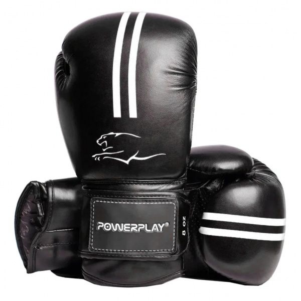 Боксерские перчатки PowerPlay р. 8 8oz 3016_8 черный с белым