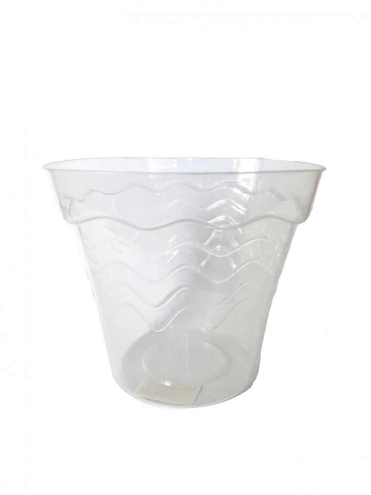 Кашпо для орхидей пластик Волна D184 фигурный белый/прозрачный 2 л
