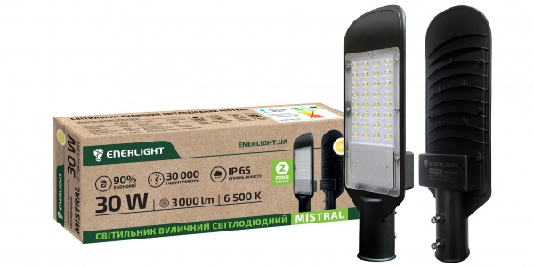 Світильник консольний Enerlight 6500 К LED 30 Вт чорний MISTRAL30SMD100C 